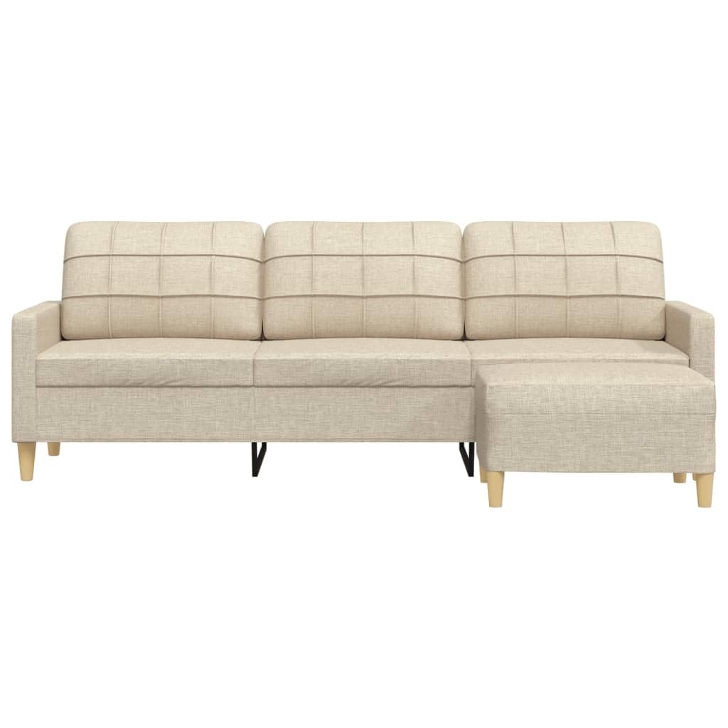 Sofa 3-osobowa z kremowym podnóżkiem, 210 cm
