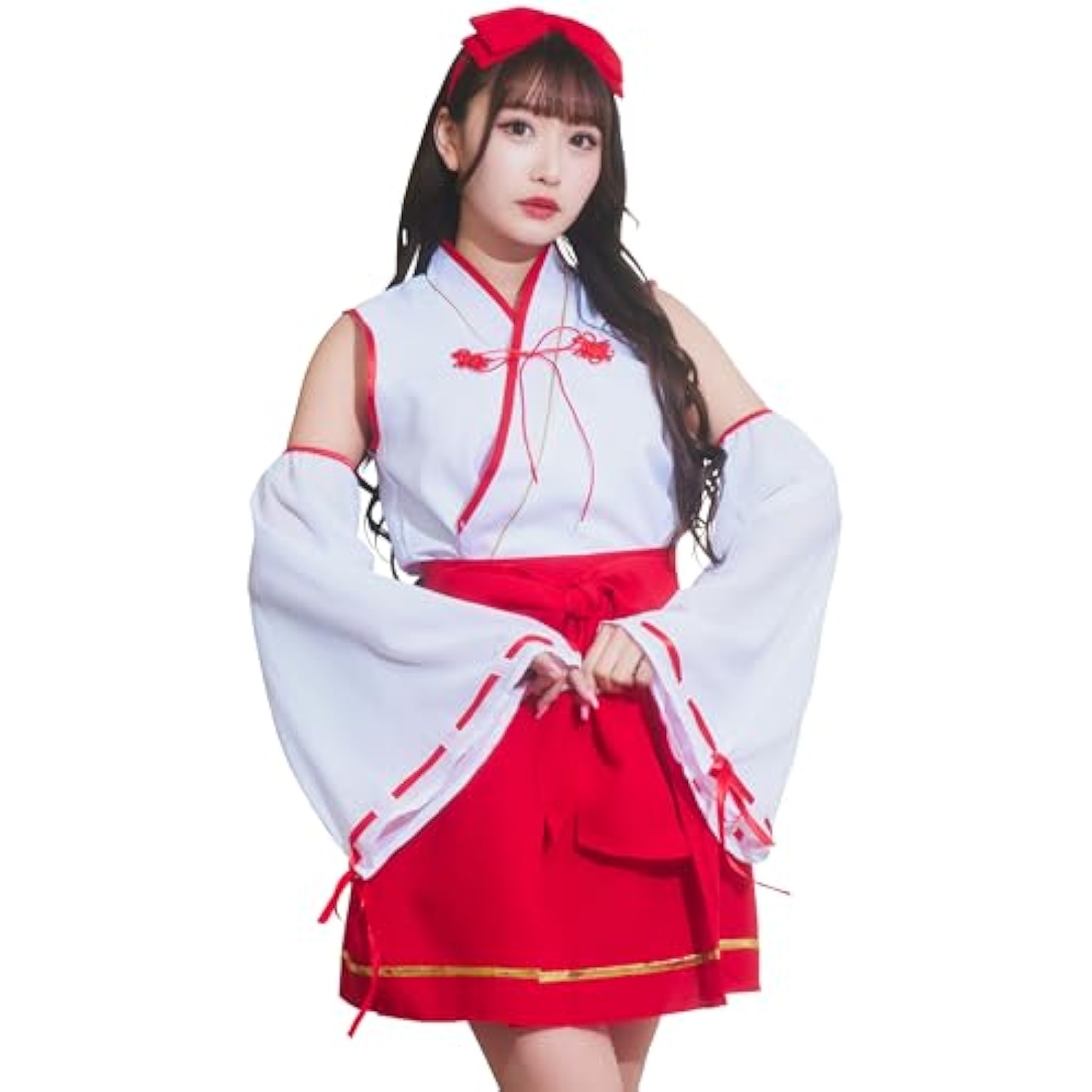 クリアストーン(Clearstone) GLOWHOLIC コスプレ ハロウィン ミニ巫女 レディース レッド 詳細画像1