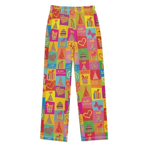Happy Birthday Love Boys Long Pants Soft Trousers Elastic Waist Kids Lounge Bottoms with Pockets S-XL