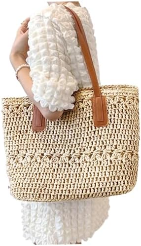 Straw Beach Bag for Women Summer Vacation Bag Large Capacity Beac...