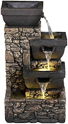 Labyrinth Wall Fountain Stone Tier Water Fountain with Light (1)
