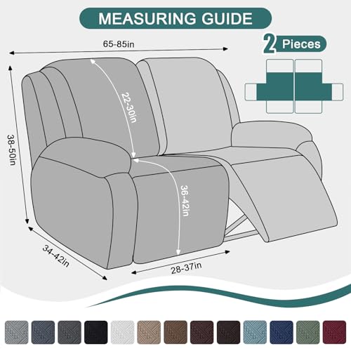 Image of Ruaozz Recliner Sofa Covers Recliner Chair Covers Extra Wide Loveseat Recliner Slipcovers with Pockets Washable Furniture Protector with Elastic Bottom (2 Seater-X Large, Ivory)