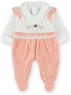 سالوبيت قطيفة للبنات البيبي بتصميم زهور من سيمون، مقاس مناسب لعمر من 0 إلى 3 شهور