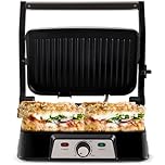 NETTA Panini Maker & Health Grill - Sandwich Toaster, Panini Press - 2 Slice Non-Stick Grill Plates – Built-In Fat Tray - 1500W - Stainless Steel – Easy to Clean