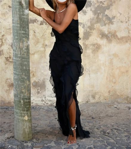 Women Summer Elegant Sling Midi Ruched Bodycon Dress Solid Color Backless Slim Party Cocktail Dresses4