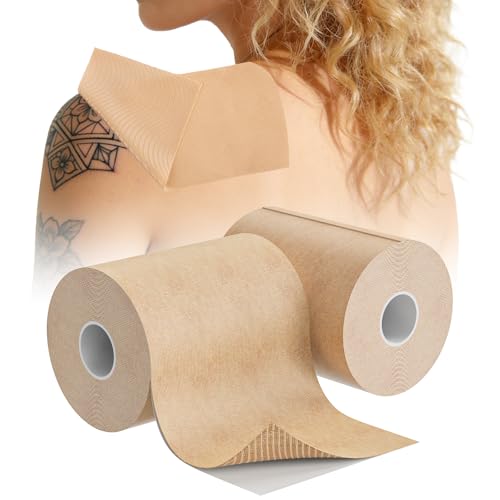 2 Rolls Waterproof & Sweat-Resistant Tattoo Cover Up Tape – Light Tan Skin Tone, 4