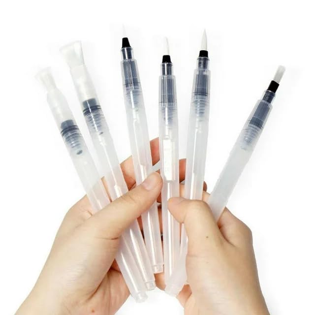 VIVITO | Brush Pen Set| - Watercolor Brushes for Painting, Calligraphy, and Drawing- | 6 Pieces | 3 point tip brushes| and | 3 flat tip brushes | 2