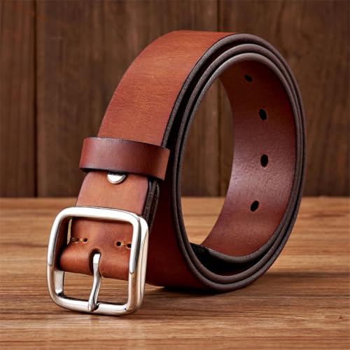 3.8Cm Stainless Steel Buckle Belt Vintage Cowskin Man's Leather Belt3