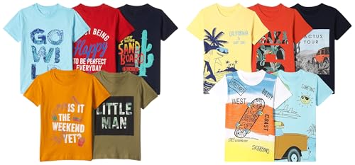 Image of T2F Boy's Cotton Regular Fit T-Shirt Pack of 2