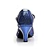 Minishion Women's T-Strap Dance Heels Glitter Salsa Ballroom Shoes Wedding Party Pumps QJ6133 Blue US 7