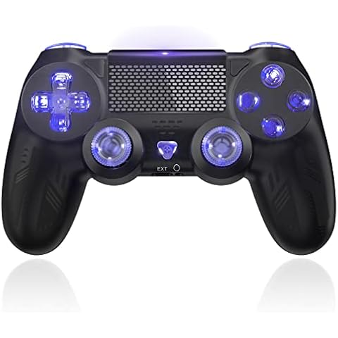 Gamrombo Wireless Controller for P4 Black Gamepad Compatible with P4 Pro/Slim/PC with Dual Vibration/LED/Turbo/3.5 mm Audio Jack/3D Sensor/Touch Pad Cover