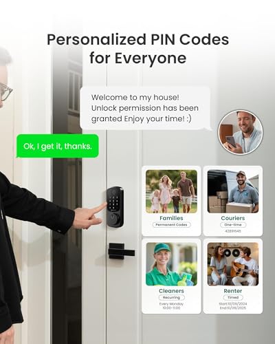 Image of DESLOC B200 Fingerprint Smart Door Lock with App Control, Keyless Entry Deadbolt for Front Door, Auto Lock, Touchscreen Keypad, 8 Unlock Methods, USB-C Backup Power, 12-Month Battery, BHMA Grade3