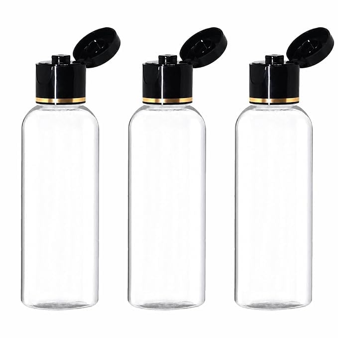 Halin 50ml Empty Clear Plastic Bottles Refillable Travel Size Cosmetic Containers Small Squeeze Bottles With Black Flip Cap For Toiletries, Shampoos, Lotions, Creams,Oil & Liquids (3 Nos)-image-7