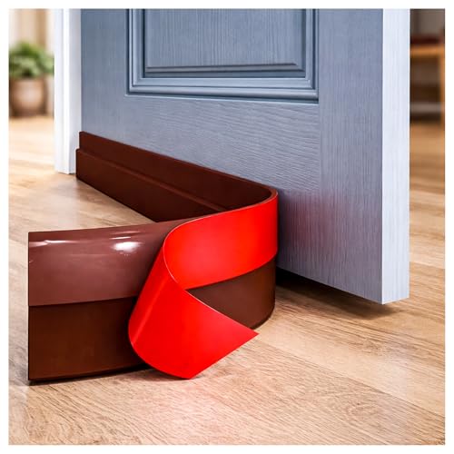 Image of SWAPKART Silicone Door Bottom Under Gap Filler Rubber Door Sealing Strip for Cockroach & Insect Protection, Rat Protector, Air & Dust Sealing Brown, 39 Inch (Pack of 1)