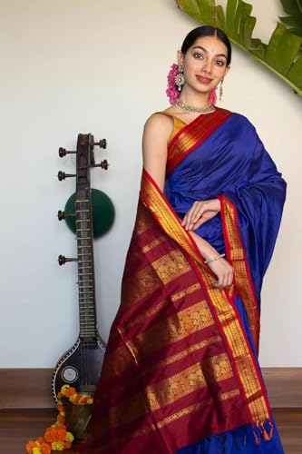 Image of South Cotton Gadwal Saree for Women | Celebrity Inspired Traditional Ethnic Wear | Chettinad & Kalyani Cotton Sarees | Soft Cotton Saree with Blouse Piece