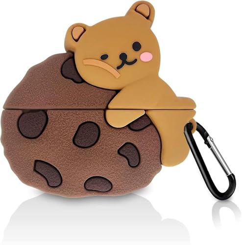 Image of Silicone Case Compatible for Apple Airpods 4 (2024) Cute Design for AirPods 4 with Active Noise Cancellation (ANC) with Keychain Hook Shockproof Protective Case (Cookie Bear)