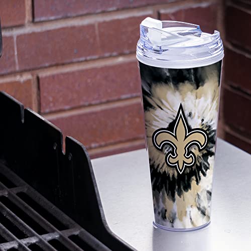 Image of Rico Industries NFL Football Glitter 24oz Acrylic Glitter Tumbler with Hinged Lid, Officially Licensed Double Wall Tumbler with Straw