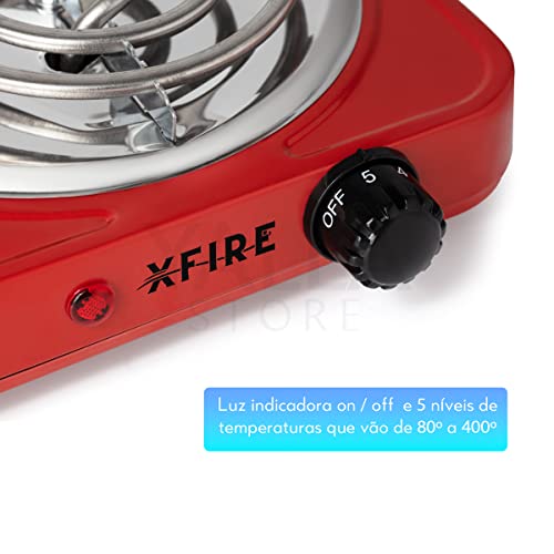 Fogareiro Elétrico Cooktop 1 Boca 1000 Watts 220V Xfire (Vermelho)