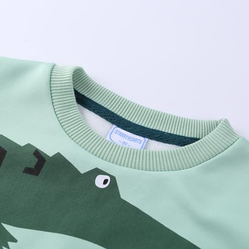 Image of STARRYHEARTS Toddler Baby Boy Sweatsuit Long Sleeve Sweatshirt Pants Sets Kids Crocodile Outfit Fall Winter Clothes(Size:1-6)