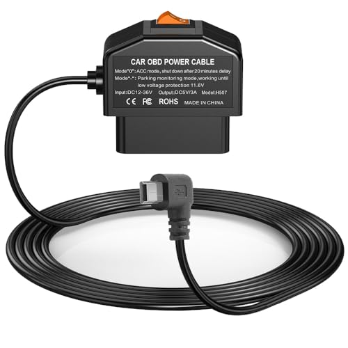Gebildet Dash Cam OBD Hardwire Kit,Mini USB Hardwire Kit met OBD Voedingskabel voor Dashcam 12-24V...
