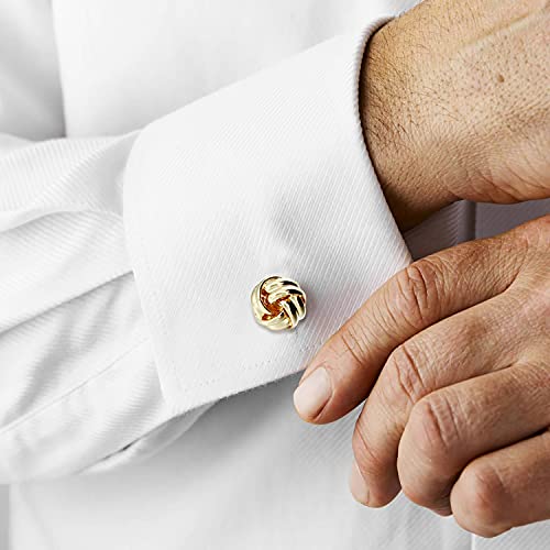 HAWSON Knot Cufflinks and Shirt Studs for Men in Gold or Silver Tone, Matching with White and Black Tuxedo, Suitable for Wedding Day or Formal Occasion.3