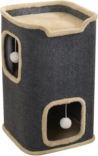 キャットハウス多層構造キャットハウスタワー円筒猫タワー多機能多頭飼い猫マンション折りたたみ式猫子猫ハウス室内猫ベッド爪剣麻ペットハウス単層階三階猫タワーミニ傷花桶箱 (2階)