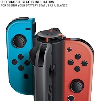 Bionik Tetra Power - Nintendo Switch Joy Concharging Dock (4 Controlers) مع نظام ضبط الكابلات المدمج ومؤشرات حالة شحن LED