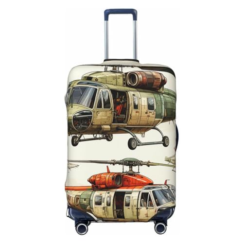 Helicopters Aviation Cartoon aircraft Vintage Elastic Travel Luggage Cover Travel Suitcase Cover for Trunk Case 19''-32'' Luggage Protective Cover