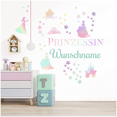 Stickers muraux personnalisés Stickers aquarelle animaux avec nom Sticker muraux pour chambre d'enfant chambre de bébé salle de jeux fille Y037 (Avec votre...