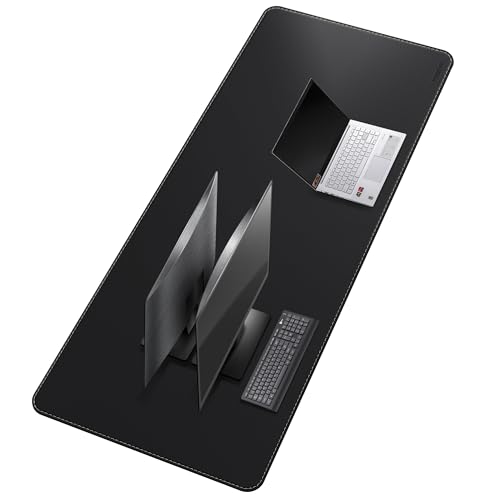 Mydours 180x70cm Extra große Schreibtischunterlage aus schwarzem PU-Leder, doppelseitig mit verschiedenen Texturen, perfekt für Büro und Gaming, großzügige und langlebige, ideal für Arbeitsumgebungen