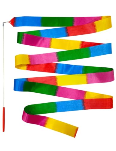 Image of BookMyCostume Gymnastic & Rhythmic Dance Ribbon Wand Collection - 2-Meter Ribbon Sticks - Ideal for School Sports Day & Gymnastic Training - Fancy Dress Costume Accessories for Kids, Teens & Adults