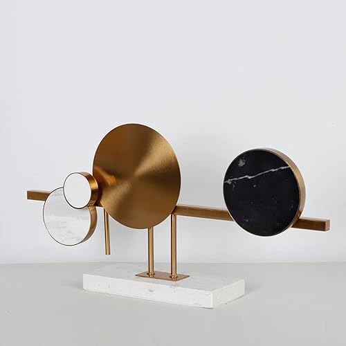 Miniatura 3 de SHUTING2020 Chinese feng Shui Statue Sculpture Light Luxury Modern Creative Metal Marble Decoration Living Room TV Cabinet Decoration Nordic Villa