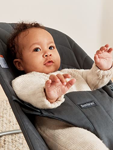 BabyBjörn Bouncer Bliss, Cotton, Petal Quilt, Anthracite 2-in-1 Adjustable Baby Bouncer Seat and Toddler Chair, Newborn to Toddler (8-29 lbs), 4 positions, Lightweight & Portable