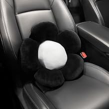 Cute Car Lumbar Support Pillow,Black White Flower, Back Waist Seat Cushion for Driving Office Chair Home