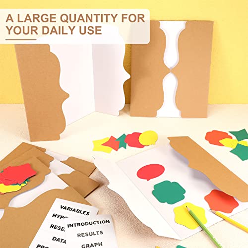 Glenmal 6 Pcs Trifold Presentation Board 12 X 20 Inch White Trifold Poster Board With 32 Poster Boards Shapes 4 Sheet Self Adhesive Presentation Science Subtitles For School Meeting Photo Exhibition #TOP6