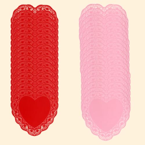 (2) Pack Bundle Pink Red Heart Shaped Valentine's Day 10 Inch Paper Doilies Romantic Decor Parties Events Crafts Gifts Celebrations Office School Kitchen