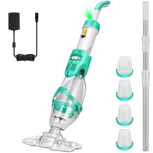 VIVOHOME 4300LPH Poolsauger Akku mit 250cm Verlängerungsstange Pool Staubsauger mit 4 Filterbeutel 2,6L tragbarer Poolreiniger mit Betriebsdauer bis zu 75 Minuten für Schwimmbecken Whirlpools