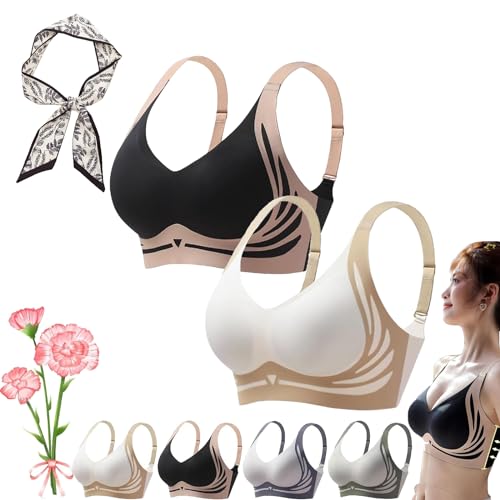 Zekear Super Gather Push-up Bra, Wireless Push-up Bra with Support, Lift & Anti-Sag, Alpha & X-Large, 2 Pcs