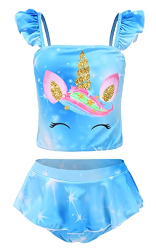 Image of Akokvlar Two Pieces Swimsuit Mermaid Bikinis Tankini Bathing Suit for Little Girls
