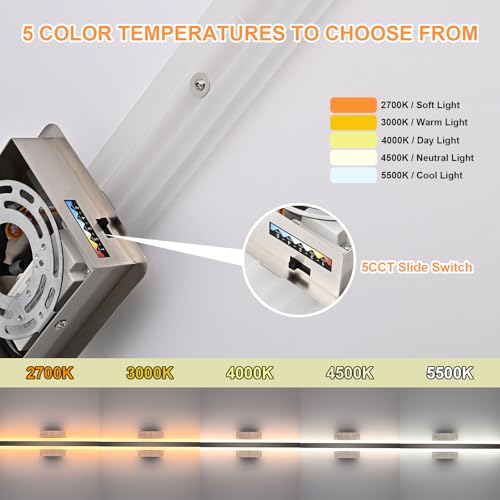 Image of Modern Bathroom Vanity Light Fixtures 15.7 Inch, 20W Brushed Nickel LED Vanity Lights Over Mirror, 5CCT Dimmable LED Wall Sconces Light Linear Bar Bath Lights for Bathroom Cabinets Bedroom