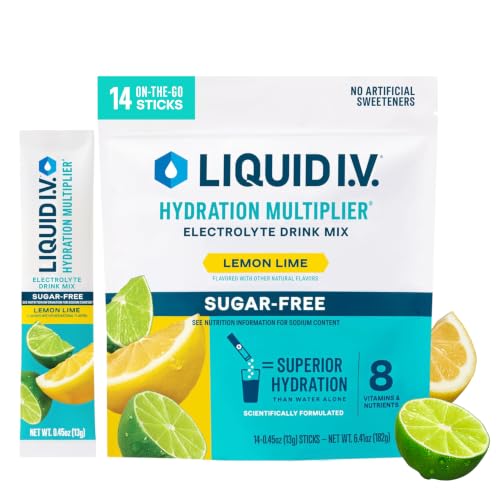 Liquid I.V. Sugar Free Hydration Electrolytes, Lemon Lime, 14 Cou...