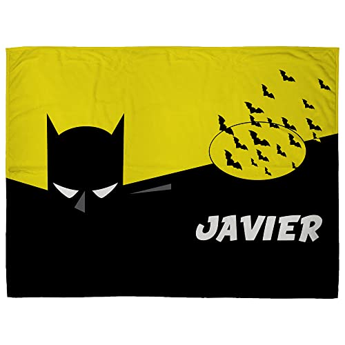 LolaPix Manta Murciélago. Manta Personalizada. Regalo Friki. Superhéroes. Tejido Certificado Oeko-Tex. Tamaño aproximado 75x105cm. Murciélago