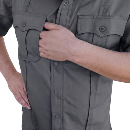 Image of First Class 100% Polyester Short & Long Sleeve Zippered Uniform Shirt 4 Pocket Hidden, Law Enforcement BDU Zipper Closure.