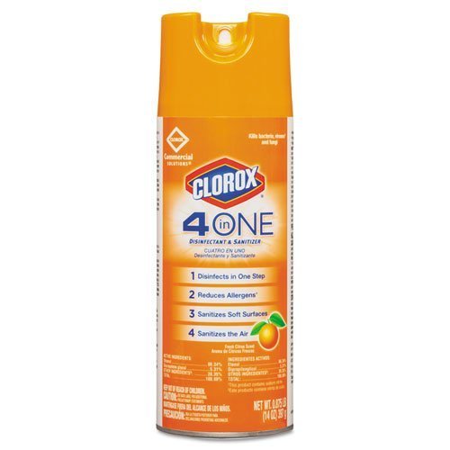Clorox 31043 4-in-One Disinfectant & Sanitizer, Citrus, 14oz Aerosol
