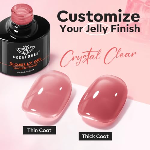 Image of modelones Jelly Rose Pink Builder Nail Gel Top Coat Gel Polish in One 15ML