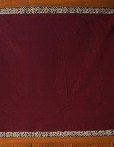 Image of UNNATI SILKS Women Pure Handloom Narayanpet Cotton Saree With blouse piece and Tassels ends from the Weavers of Andhra Pradesh(UNM31697+Maroon+free size)