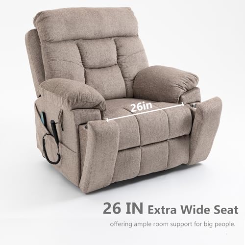Image of Oversized Power Lift Recliner for Big & Tall, 26 inch Wide Seat, Khaki