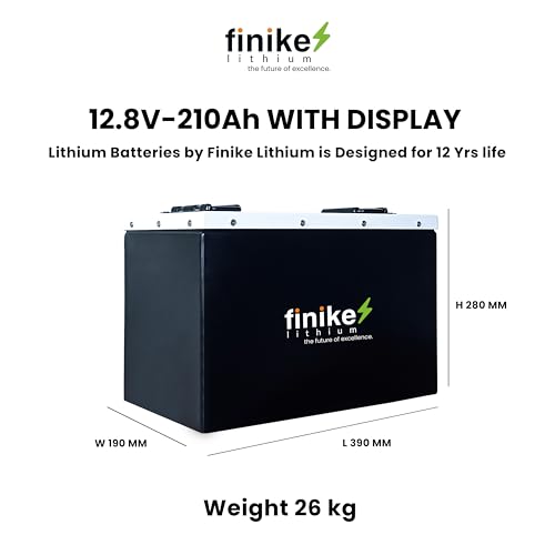 Image of Finike 12.8V 210Ah LiFePO4 Lithium Battery for Inverter with Smart Display & Inbuilt BMS | 2688Wh | Fast Charging | Long Backup | Works with All 12V Inverters | 5 Year Warranty