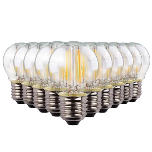 Arum Lot de 10 Ampoules LED E27 Filament 4W (Eq. 40W) – G45 Mini Globe Balle de Golf – Blanc Chaud 2700K – 470 Lumens – Culot à Vis Standard –...