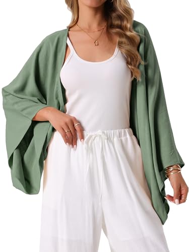 Image of Seta T Women's Linen Cardigan Spring Summer 3 /4 Sleeve Open Front Loose Cover Ups Lightweight Shrug